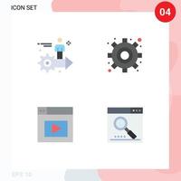 4 Flat Icon concept for Websites Mobile and Apps setting design user gear engine Editable Vector Design Elements