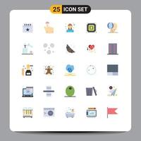 Universal Icon Symbols Group of 25 Modern Flat Colors of global global marketing employee power currency Editable Vector Design Elements