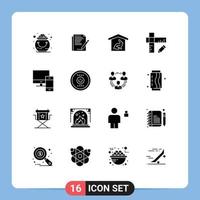 Modern Set of 16 Solid Glyphs and symbols such as computer geometry layout education easter Editable Vector Design Elements