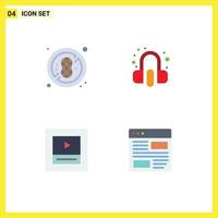 Pack of 4 Modern Flat Icons Signs and Symbols for Web Print Media such as diet wireframe customer earphone design Editable Vector Design Elements