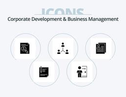 Corporate Development And Business Management Glyph Icon Pack 5 Icon Design. cv. clipboard. employee. application. person vector