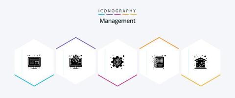 paquete de iconos de gestión de 25 glifos, incluida la gestión. ciencias económicas. gestión. gestión. negocio vector