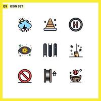 Modern Set of 9 Filledline Flat Colors and symbols such as education view tool look dollar Editable Vector Design Elements