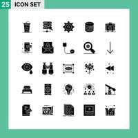 Pack of 25 Modern Solid Glyphs Signs and Symbols for Web Print Media such as news medical cake healthbag handbag Editable Vector Design Elements