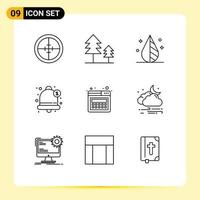 Set of 9 Modern UI Icons Symbols Signs for page alarm color notification alert Editable Vector Design Elements