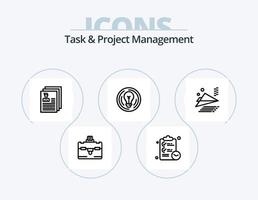 Task And Project Management Line Icon Pack 5 Icon Design. projector. graph. laptop. chart. projector vector