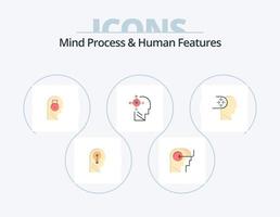 Mind Process And Human Features Flat Icon Pack 5 Icon Design. head. transform. mind. mind. data vector