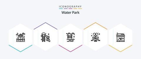 paquete de iconos de 25 líneas de parque acuático que incluye. jardín. agua. parque. parque vector