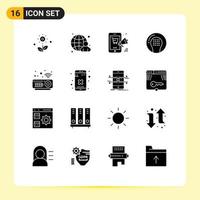 16 Universal Solid Glyphs Set for Web and Mobile Applications recreation ball promotion athletics online Editable Vector Design Elements