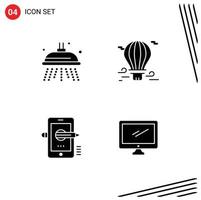 4 Solid Glyph concept for Websites Mobile and Apps water mobile balloon airballoon drawing Editable Vector Design Elements