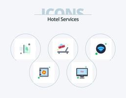 servicios de hotel paquete de iconos planos 5 diseño de iconos. . Internet. humeante hotel. servicio vector