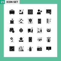 Mobile Interface Solid Glyph Set of 25 Pictograms of architecture photo fan image up Editable Vector Design Elements