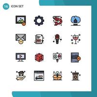 grupo de símbolos de iconos universales de 16 líneas llenas de colores planos modernos de pdf correo eliminar alimentos cargar elementos de diseño de vectores creativos editables