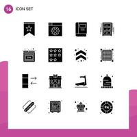 16 Universal Solid Glyphs Set for Web and Mobile Applications error wardrobe education office draw furniture Editable Vector Design Elements