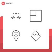 User Interface Pack of 4 Basic Filledline Flat Colors of heartbeat pin wedding location waves Editable Vector Design Elements