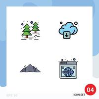 Stock Vector Icon Pack of 4 Line Signs and Symbols for forest nature cloud technology scene Editable Vector Design Elements