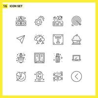 Modern Set of 16 Outlines and symbols such as cloud sets park instagram arrow Editable Vector Design Elements