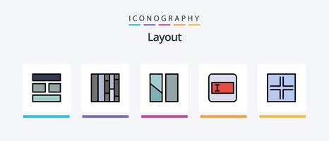 Layout Line Filled 5 Icon Pack Including . layout. editing. image. collage. Creative Icons Design vector