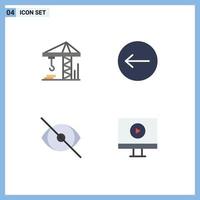 Pack of 4 Modern Flat Icons Signs and Symbols for Web Print Media such as crain vision arrow eye display Editable Vector Design Elements