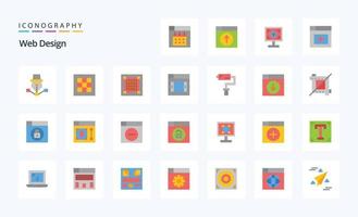 25 Web Design Flat color icon pack vector