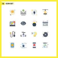 16 User Interface Flat Color Pack of modern Signs and Symbols of promotion digital energy consumption advertising education Editable Pack of Creative Vector Design Elements