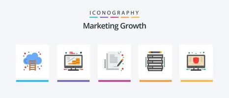 paquete de iconos de 5 planos de crecimiento de marketing que incluye finanzas. estante. gestión. base de datos. documento. diseño de iconos creativos vector
