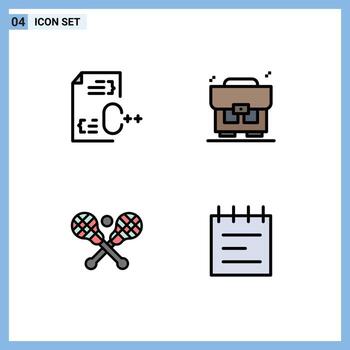 Paquete de color plano de 4 líneas de relleno de interfaz de usuario de signos y símbolos modernos de palos de bolsa de desarrollo c lacrosse elementos de diseño vectorial editables vector