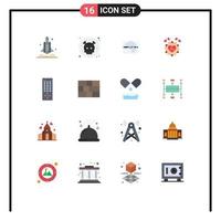 Pictogram Set of 16 Simple Flat Colors of heart card waste love time Editable Pack of Creative Vector Design Elements