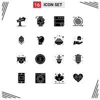 Universal Icon Symbols Group of 16 Modern Solid Glyphs of gear management monitoring iteration business Editable Vector Design Elements