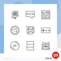 Set of 9 Modern UI Icons Symbols Signs for office laboratory interface education bacteria Editable Vector Design Elements