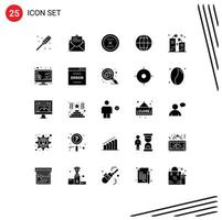 Group of 25 Solid Glyphs Signs and Symbols for firecracker web cancel internet interface Editable Vector Design Elements