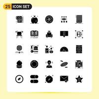 25 Thematic Vector Solid Glyphs and Editable Symbols of audio user celebrity program superstar Editable Vector Design Elements