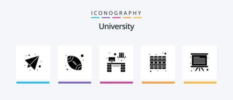 University Glyph 5 Icon Pack Including board. interior. record. document. Creative Icons Design vector