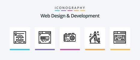 paquete de iconos de la línea 5 de diseño y desarrollo web que incluye . web. diseñador. interfaz. descifrador. diseño de iconos creativos vector