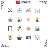 Universal Icon Symbols Group of 16 Modern Flat Colors of party queue instructor workplace table Editable Pack of Creative Vector Design Elements