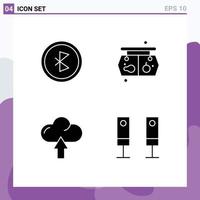 Modern Set of 4 Solid Glyphs Pictograph of bluetooth cloud network supermarket up Editable Vector Design Elements