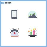 Universal Icon Symbols Group of 4 Modern Flat Icons of phone sun android landscape calling Editable Vector Design Elements