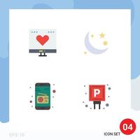 Modern Set of 4 Flat Icons and symbols such as favorite ramadan love islam media Editable Vector Design Elements