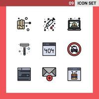 Pictogram Set of 9 Simple Filledline Flat Colors of user interface laptop communication shaver Editable Vector Design Elements