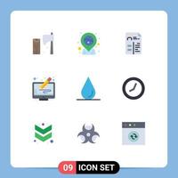 Modern Set of 9 Flat Colors Pictograph of drop display placeholder copyright portfolio Editable Vector Design Elements