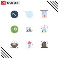 Set of 9 Modern UI Icons Symbols Signs for camp caravan atm space moon Editable Vector Design Elements