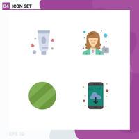 Editable Vector Line Pack of 4 Simple Flat Icons of cream app avatar profile cloud Editable Vector Design Elements