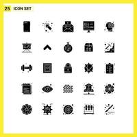 Modern Set of 25 Solid Glyphs and symbols such as development coding famous video code viral video Editable Vector Design Elements