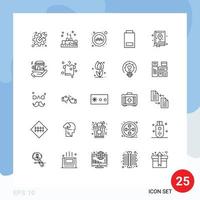 Stock Vector Icon Pack of 25 Line Signs and Symbols for education status public low battery Editable Vector Design Elements