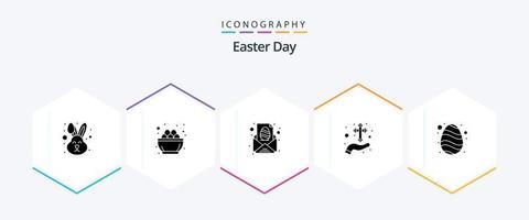 paquete de iconos de 25 glifos de pascua que incluye cristiano. mano. nido. cuidado. mensaje vector