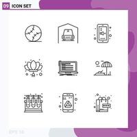 Pack of 9 creative Outlines of coding new year education new chinese Editable Vector Design Elements