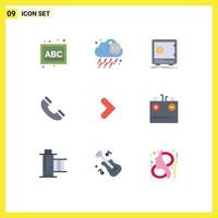 Modern Set of 9 Flat Colors and symbols such as right ui deposit phone call Editable Vector Design Elements