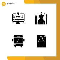 Universal Icon Symbols Group of 4 Modern Solid Glyphs of user winner report idol school Editable Vector Design Elements