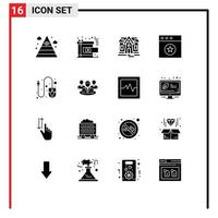 16 Creative Icons Modern Signs and Symbols of group mouse building computer favorite Editable Vector Design Elements