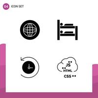 Mobile Interface Solid Glyph Set of 4 Pictograms of center future help bunk cloud Editable Vector Design Elements